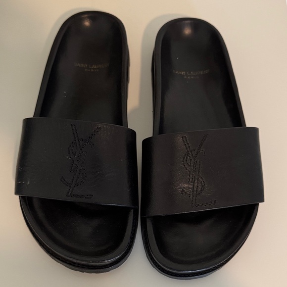 Saint Laurent Black Logo Slides - Picture 1 of 5